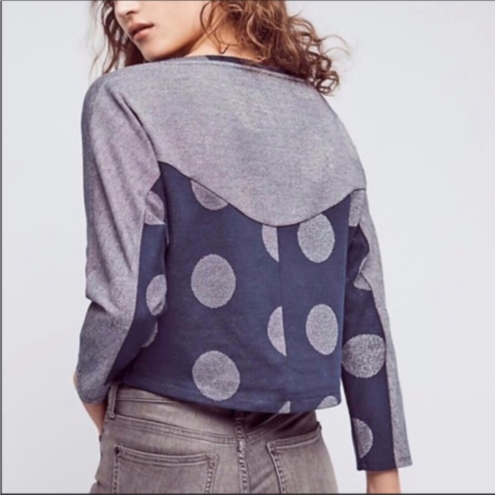 ANTHROPOLOGIE Postmark Polka Dot Cropped Shirt - Picture 3 of 12